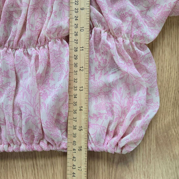 Blu Pepper Women's Peasant Blouse Medium Boho Semi-sheer Ruffle Floral Regency - Picture 10 of 10